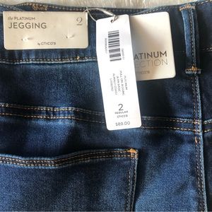 NWT Chicos Size 2 (similar to a Large or size 12) platinum Jegging